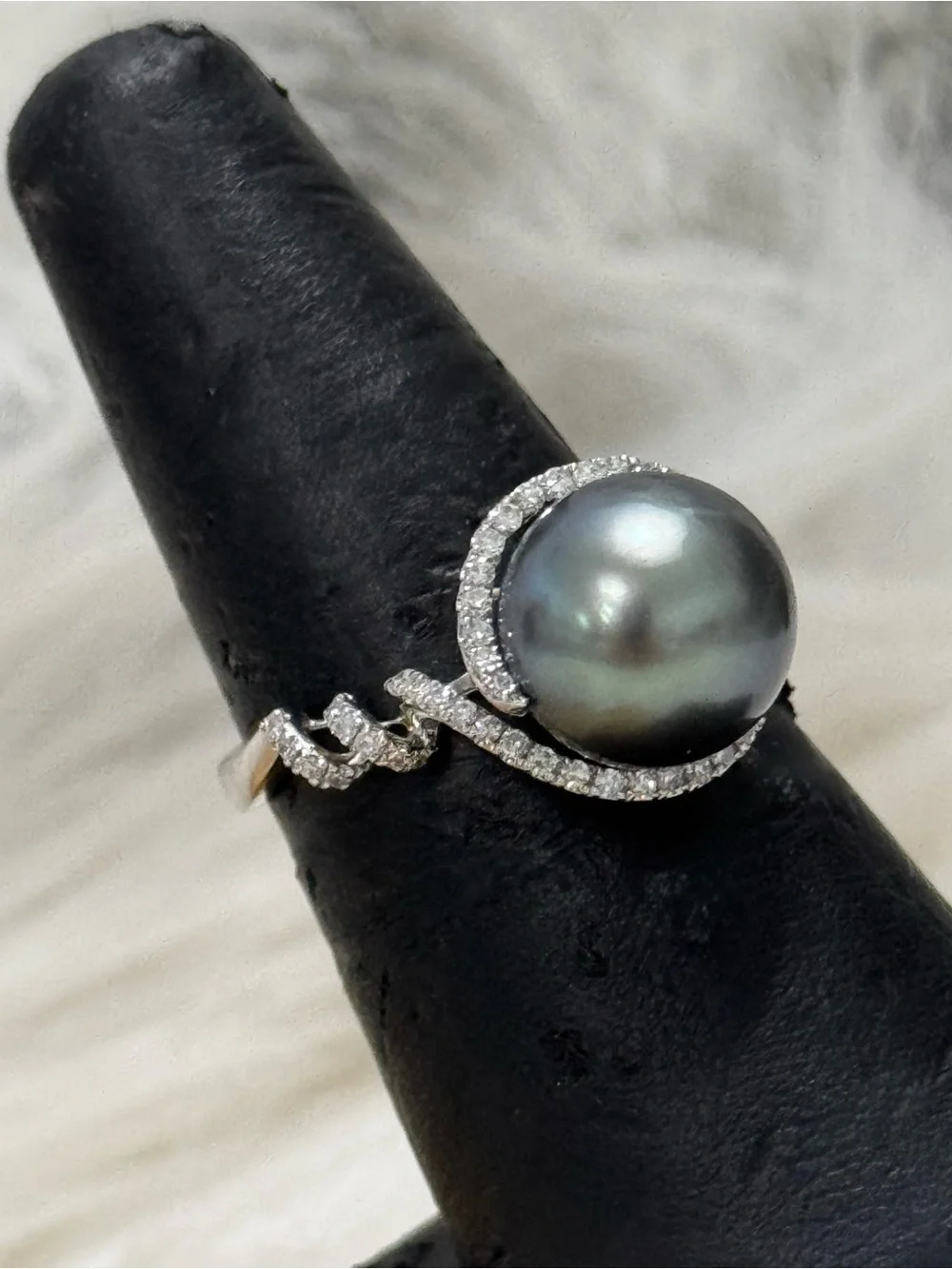EFFY 14K White Gold Tahitian Pearl Diamond Ring